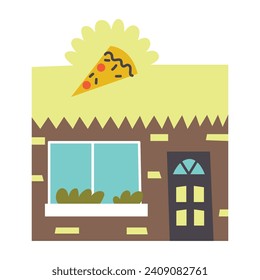 Store buildings and local shop symbols cartoon isolated vector illustration