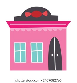 Store buildings and local shop symbols cartoon isolated vector illustration