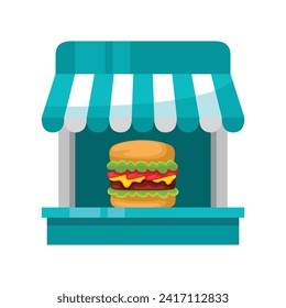 Store burger icon illustration. Vector design