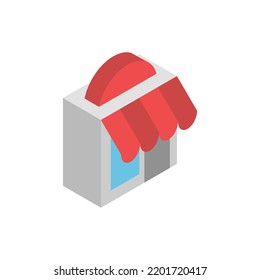 Store with a canopy, isometric icon.