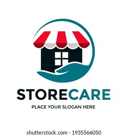 Store care or business invest vector logo template. this design use hand symbol.