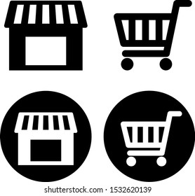 Store and a cart icon set