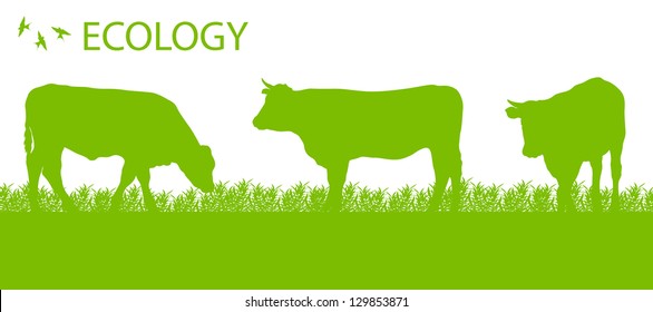 Store cattle ecology background organic farming vector concept
