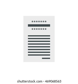 Store check icon in flat style isolated on white background. Purchase symbol