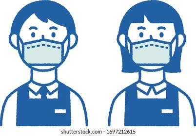 Store Clerk With A Covid-19 Protective Mask.