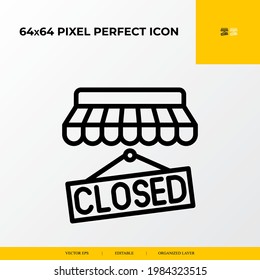 Store closed icon.E-commerce Related Vector Line Icons.64x64 pixel perfect icons