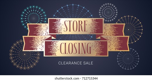 Store closing clearance sale vector illustration, background. Template nonstandard banner, flyer for store closing discount