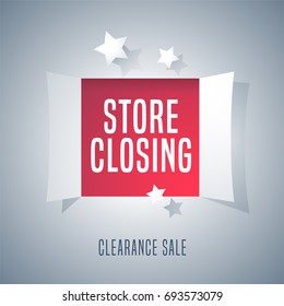 Store Closing Sale Vector Illustration, Background. Template Banner, Flyer  For Clearance Sale