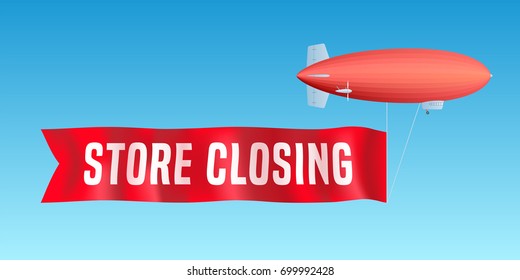 Store closing sale vector illustration, background. Template banner, flyer for store closing clearance sale