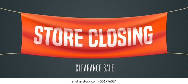 Store closing vector illustration, background. Template banner, design element for clearance sale