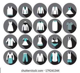 Store Clothing Icons - Illustration Department store clothing Fashion flat.