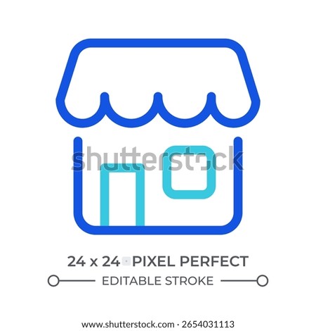 Store colorful line ui icon. Shop market, retail commerce. Grocery business, supermarket. Customer service. Isolated vector duotone linear symbol. User interface element, pixel perfect