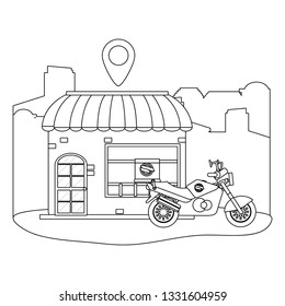 store with delivery motorcycle