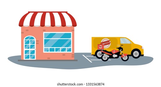 store with delivery transport