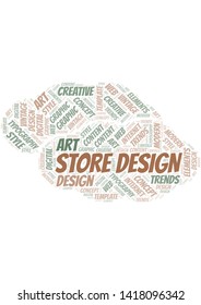 Store Design word cloud. Wordcloud made with text only.