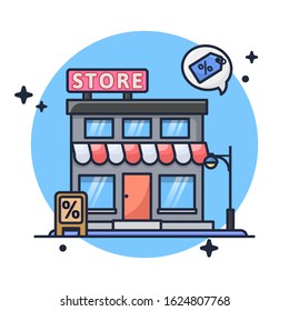 Store with Discount Premium Icon Vector Illustration