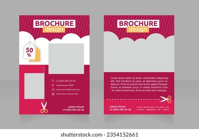 Store with discounted shipping blank brochure design. Template set with copy space for text. Premade corporate reports collection. Editable 2 paper pages. Ubuntu Bold, Regular fonts used