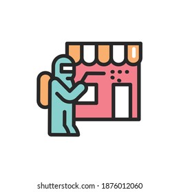 Store disinfection color line icon. Isolated vector element.