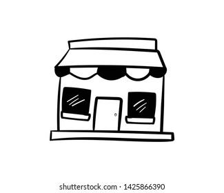 store doodle hand draw drawing vector