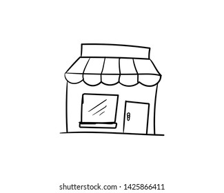 store doodle hand draw drawing vector
