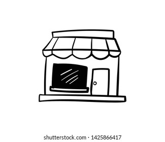 store doodle hand draw drawing vector