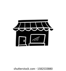 store doodle icon vector hand drawing 