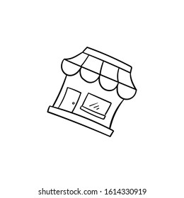 store doodle icon vector hand drawing 