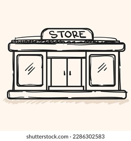 store doodle icon vector hand drawing