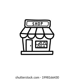 store doodle icon, vector illustration.
