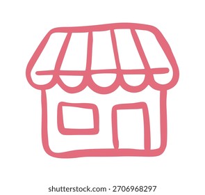 ícone de doodle da loja. Ícone de ilustração de doodle vetorial isolado em bloco branco.