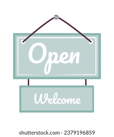 Store Door Sign Open Vector Illustration