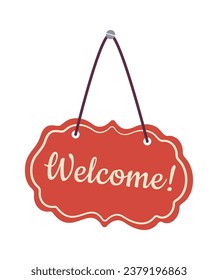 Store Door Sign Welcome Vector Illustration