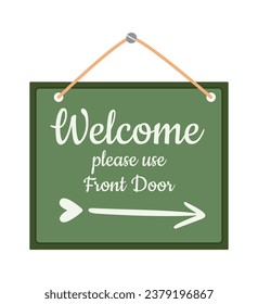 Store Door Sign Welcome Vector Illustration