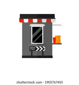A store of drive thru on white background.