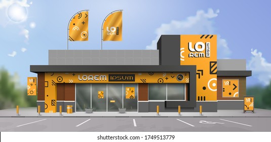 Store With Elements Of Outdoor Advertising