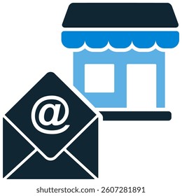  Store email icon vector. Symbol for communication, message, online store contact, and customer service. Ideal for e-commerce, marketing, and digital interaction platforms.