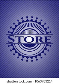 Store emblem with jean texture
