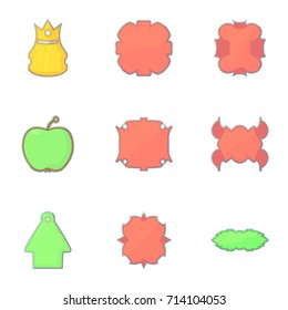 Store emblems icons set. Cartoon set of 9 store emblems vector icons for web isolated on white background