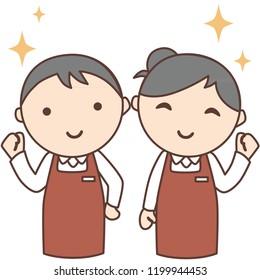 store employee with smile face. vector illustration for department store, shop, cafe, restaurant. 