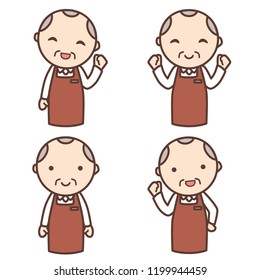 store employee with smile face. vector illustration for department store, shop, cafe, restaurant. 