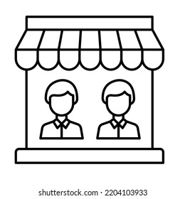 Store employees Black outline Vector Icon

