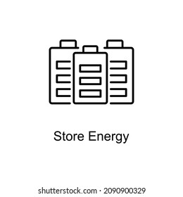 Store Energy vector outline icon for web isolated on white background EPS 10 file