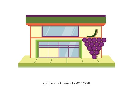 Store facade flat illustration. Eco, organic local store building exterior.