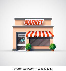 Store facade. Market icon for website