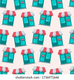 store facade seamless pattern vector illustration 