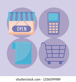 store facade with set icons