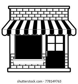 store facade with sunshade in black silhouette