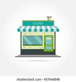 Store facade. Vector illustration of store building. Ideal for business web publications and graphic design. Flat style vector illustration.