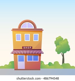 Store facade. Vector illustration of store building.