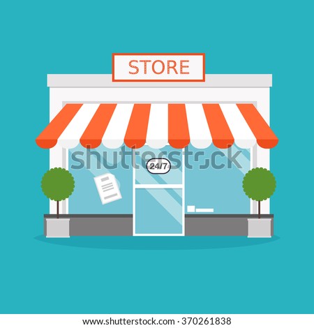 Store facade. Vector illustration of store building. Ideal for business web publications and graphic design. Flat style vector illustration.